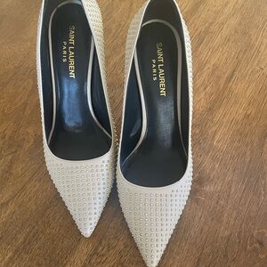 Saint Laurent Cream Studded Heels